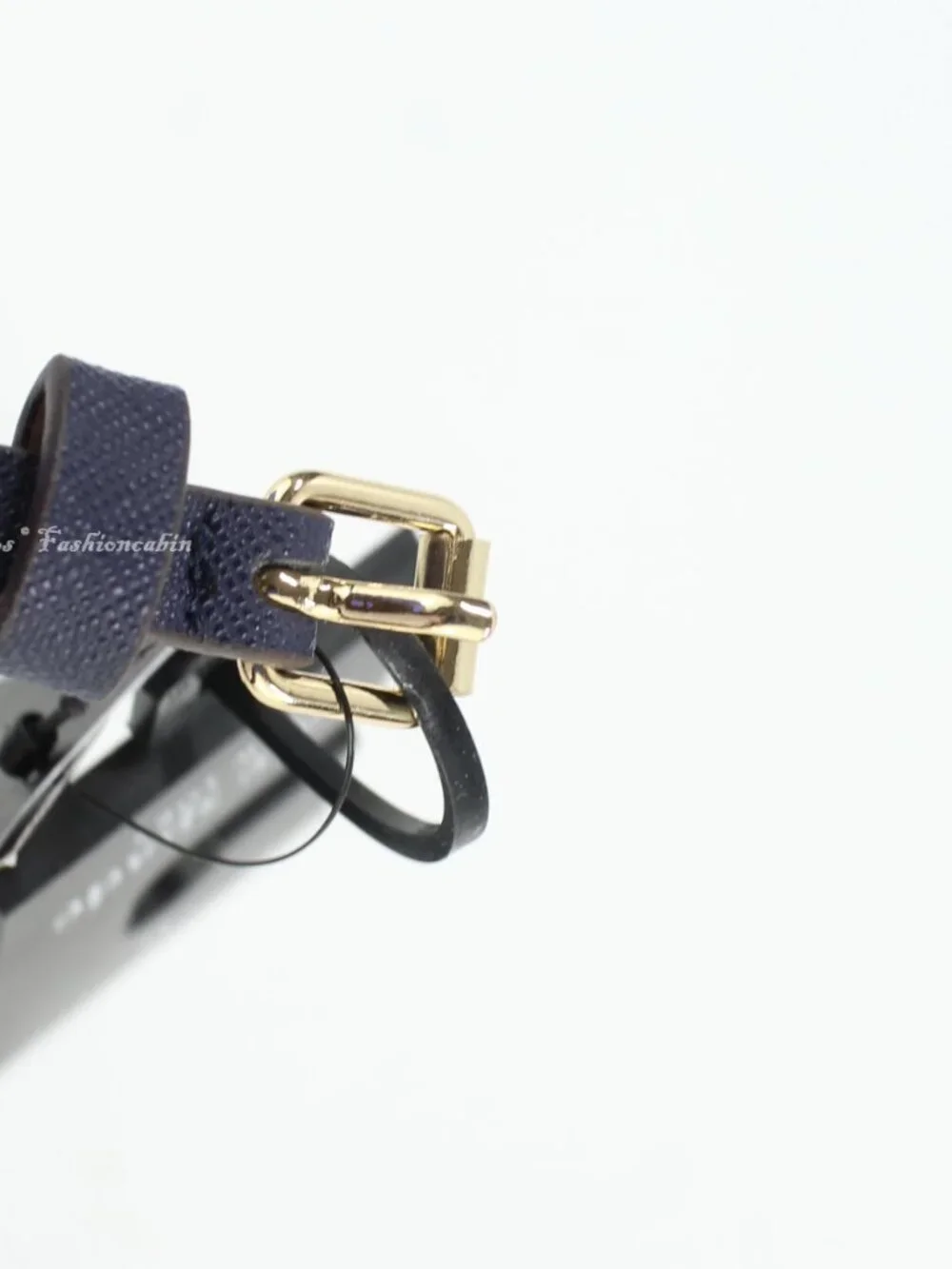 NEW Kate Spade 8mm Goldtone Tips Logo Spade Skinny Bow Belt, Blazer Blue